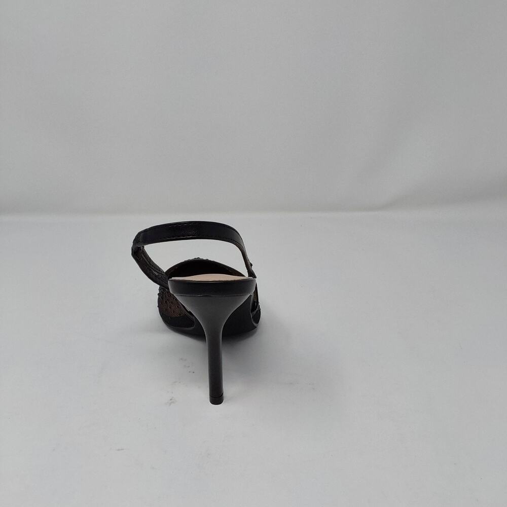 Women’s Black Rhinestone Mesh Slingback Stiletto Heels Pointed Toe Pumps Size 6 - Picture 12 of 16